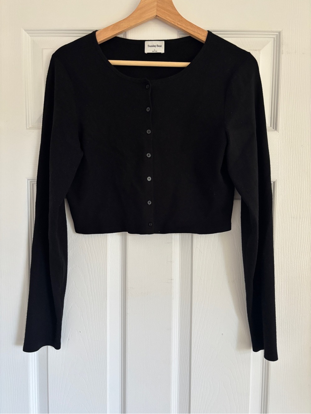 Sunday Best Black Cropped Button-Front Cardigan
